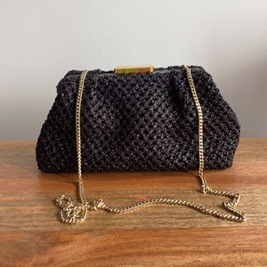 DeMellier Mini Florence Black Crochet Clutch